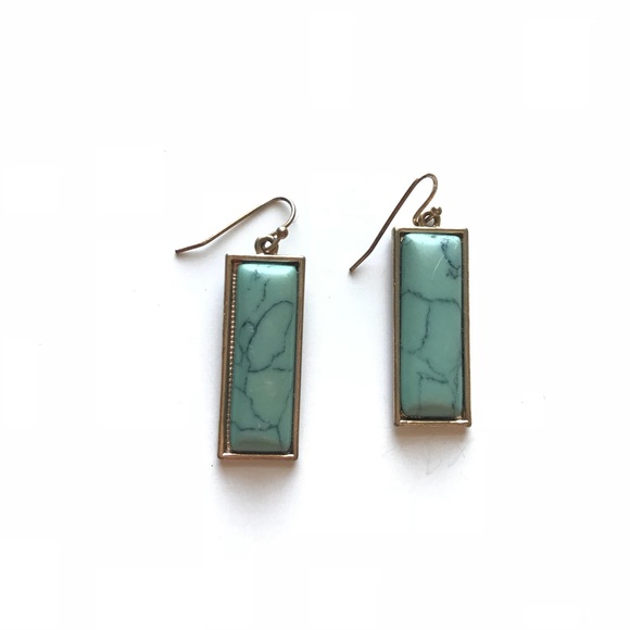 Jewelry - Gold Marble Rectangle Statement Earrings